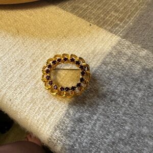 Elegant Gold and Faux Ruby Brooch